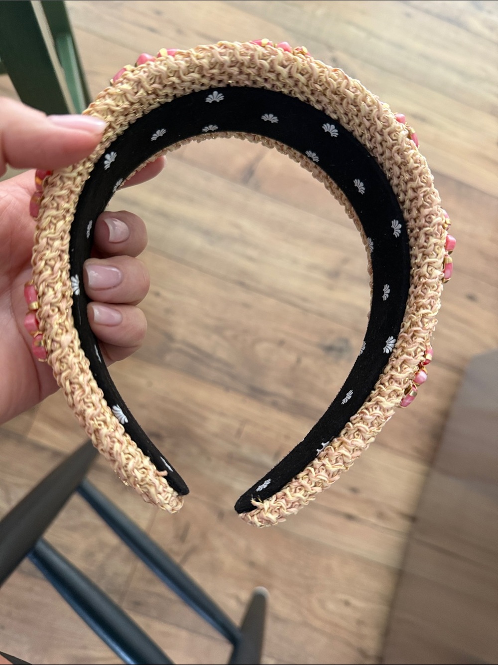 Lele Sadoughi Coral Raffia Brigitte Trilogy Stone Headband NWOT - Picture 6 of 6